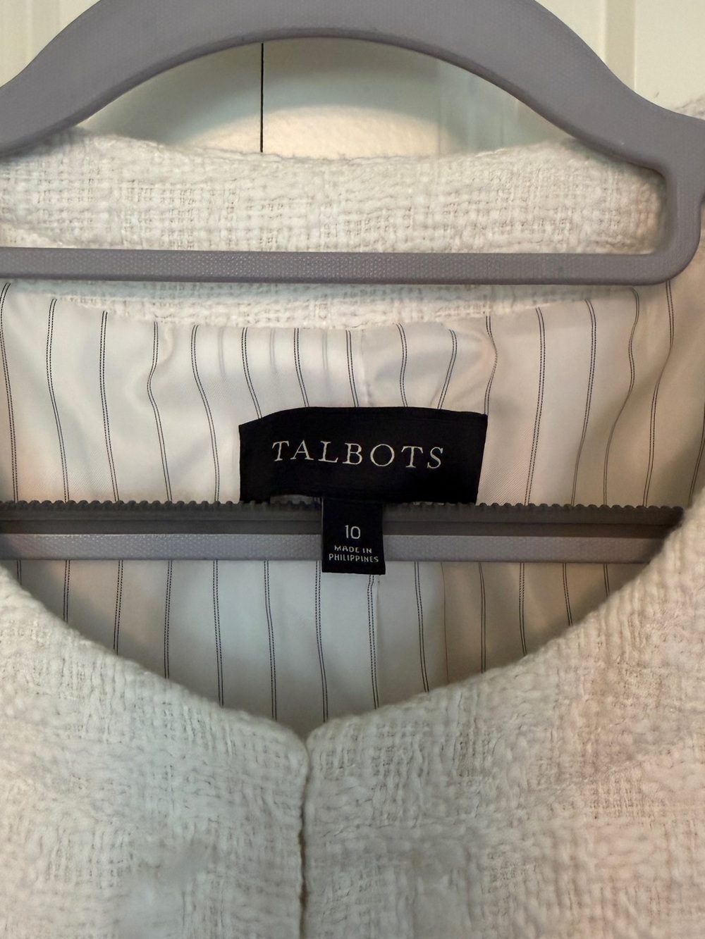 Talbots Cream Tweed Open-Front Jacket - Picture 2 of 3